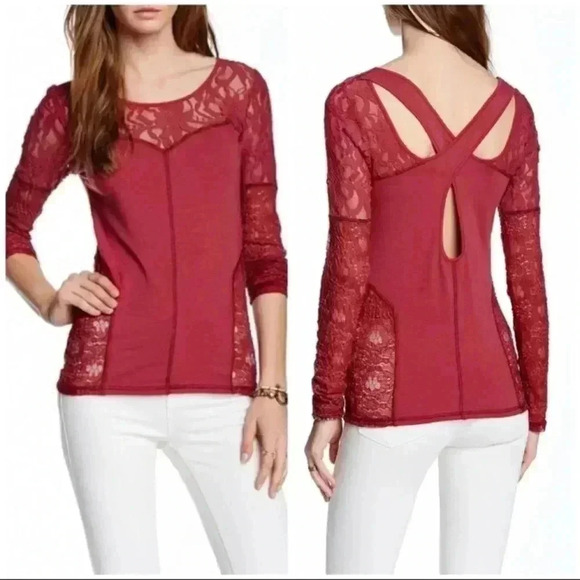 Free People magenta lace top - Picture 1 of 5